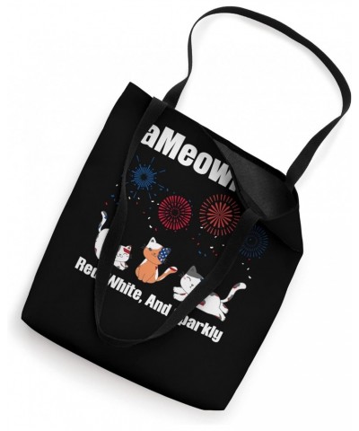 Ameowican red, white, and sparkly 4th of July Tote Bag $16.51 Totes