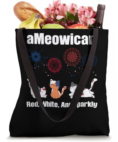 Ameowican red, white, and sparkly 4th of July Tote Bag $16.51 Totes