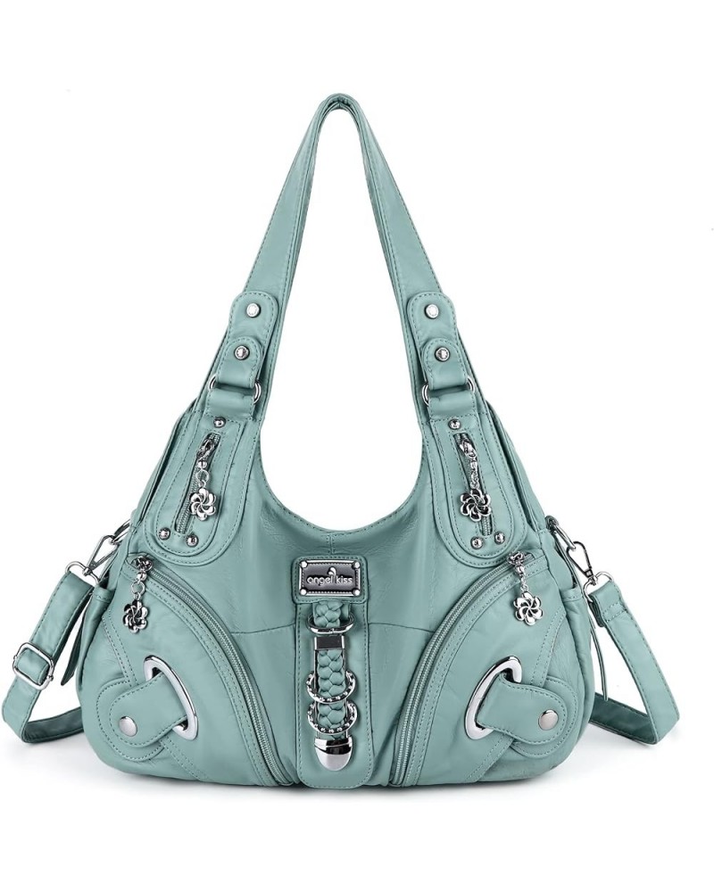 Angelkiss Hobo Purses and handbags for Women Satchel Handbag Women Purses Large Daily Shoulder Bags 8901bean Green $20.16 Hob...