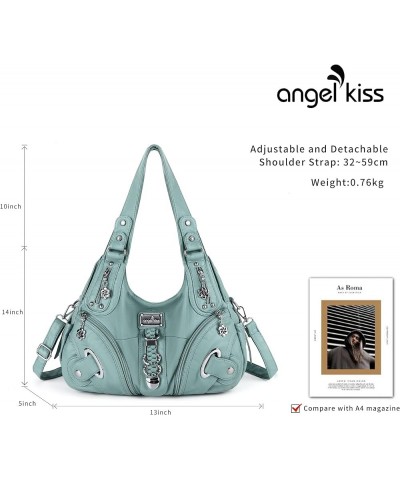 Angelkiss Hobo Purses and handbags for Women Satchel Handbag Women Purses Large Daily Shoulder Bags 8901bean Green $20.16 Hob...