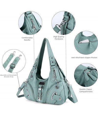 Angelkiss Hobo Purses and handbags for Women Satchel Handbag Women Purses Large Daily Shoulder Bags 8901bean Green $20.16 Hob...