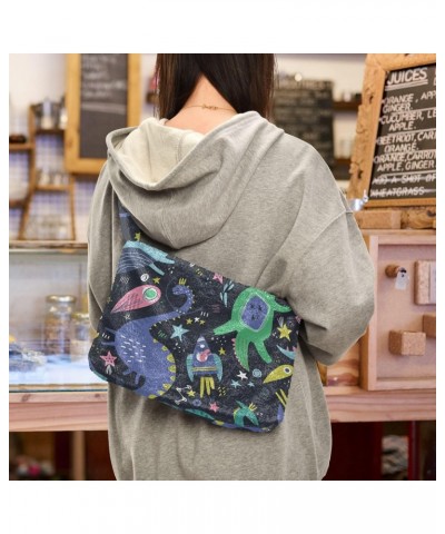 Dinosaurs Space Color Shoulder Tote Bags for Women Furry Crossbody bag Hobo Handbag Purses for Work College Travel $9.24 Totes