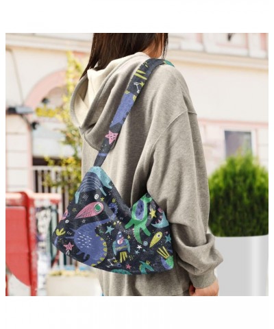 Dinosaurs Space Color Shoulder Tote Bags for Women Furry Crossbody bag Hobo Handbag Purses for Work College Travel $9.24 Totes