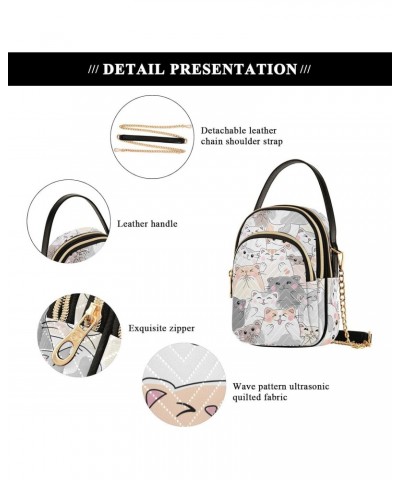 Chain Crossbody Bags for Women Quilted Cute Cats Pink Cheeks Shoulder Bag Handbag Trendy Cross Body Cell Phone Crossbody Purs...