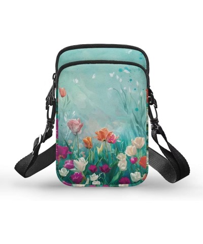 Womens Small Crossbody Bags Custom Cell Phone Purses Travel Pouch Shoulder Bag for Women Spring Tulip $10.59 Crossbody Bags