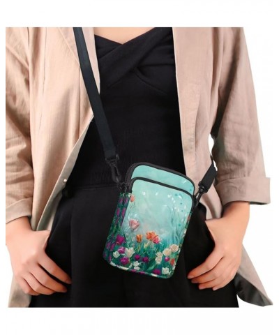 Womens Small Crossbody Bags Custom Cell Phone Purses Travel Pouch Shoulder Bag for Women Spring Tulip $10.59 Crossbody Bags