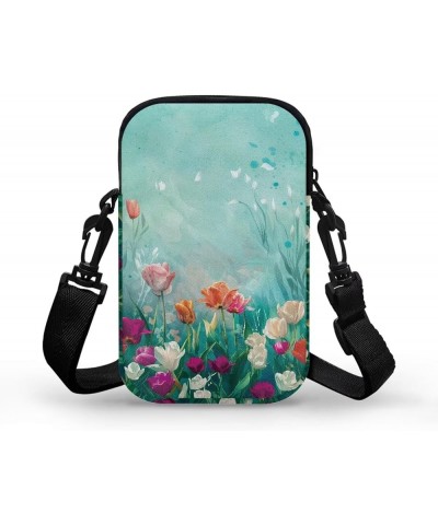 Womens Small Crossbody Bags Custom Cell Phone Purses Travel Pouch Shoulder Bag for Women Spring Tulip $10.59 Crossbody Bags