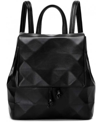 Women's Geometric Lingge Backpack Fashion Versatile Women's Bag Japanese and Korean Solid Color Drawstring Backpack Black $37...