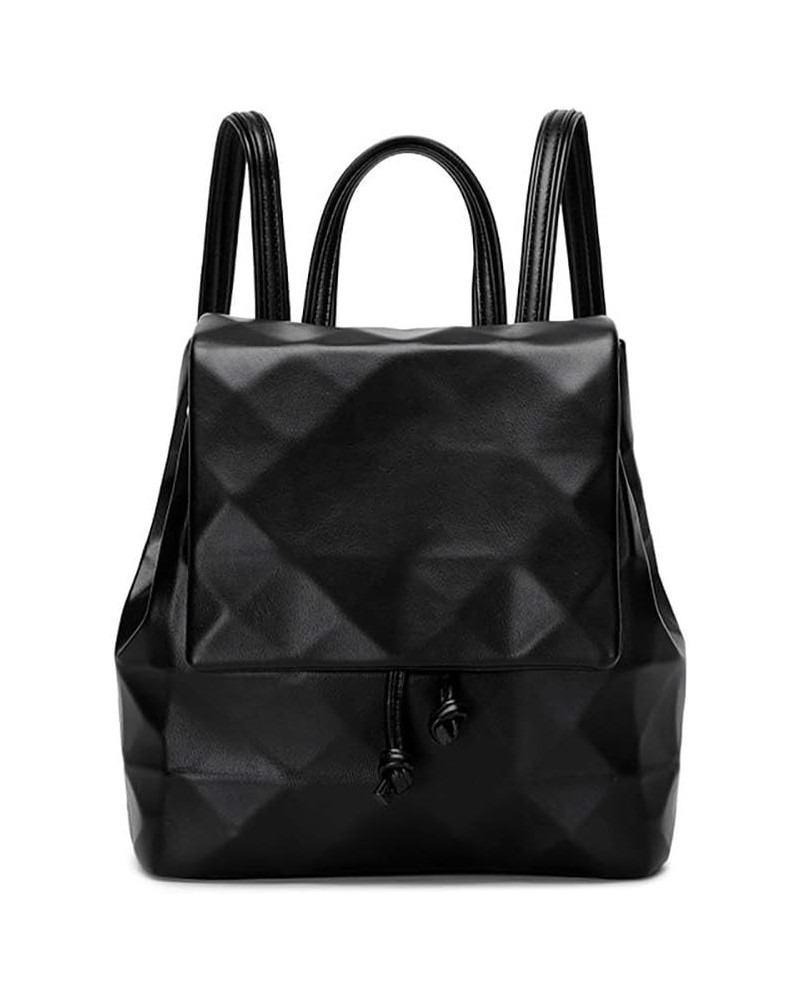 Women's Geometric Lingge Backpack Fashion Versatile Women's Bag Japanese and Korean Solid Color Drawstring Backpack Black $37...