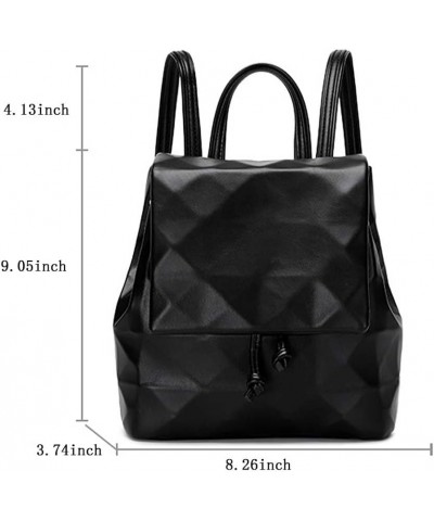 Women's Geometric Lingge Backpack Fashion Versatile Women's Bag Japanese and Korean Solid Color Drawstring Backpack Black $37...