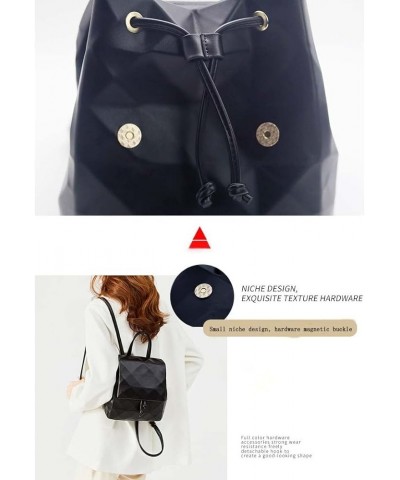 Women's Geometric Lingge Backpack Fashion Versatile Women's Bag Japanese and Korean Solid Color Drawstring Backpack Black $37...