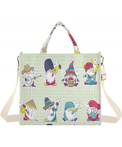 Gnomes Playing Instruments Women's Tote Handbags Top Handle Satchel Shoulder Bag Crossbody Bag for Office Travel M $16.82 Totes