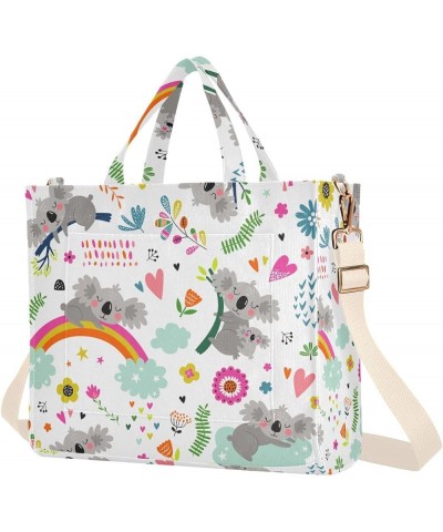 Koala Rainbow Tote Bag for Women Crossbody Bags Purse Shoulder Bag Corduroy Travel Tote Bag for Office Trip Gifts Multi $9.46...