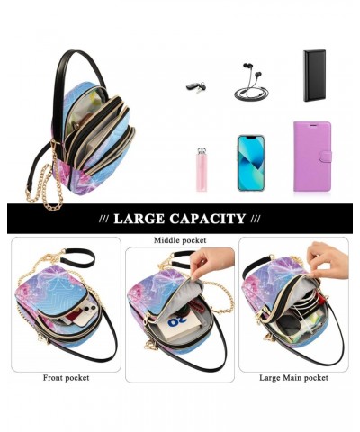 Cartoon Glittering Butterfly Crossbody Bags for Women Quilted Chain Crossbody Purses Trendy Pink Rose Cross Body Phone Purse ...