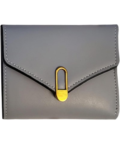 Small Wallet Mini RFID Blocking Leather 3 fold Purse ID Card Holder with Buckle for Women Grey $9.51 Wallets