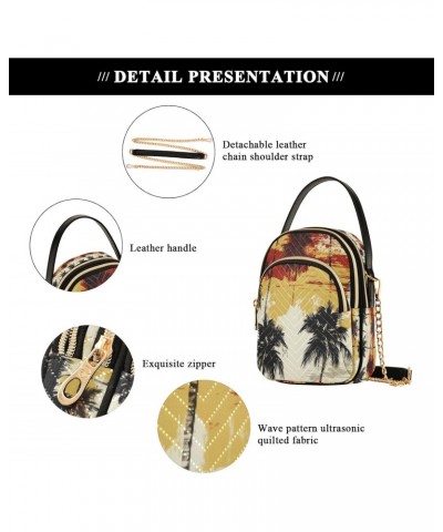 Retro Coconut Tree Crossbody Handbags for Women Casual Leather Shoulder Phone Purse $10.66 Crossbody Bags