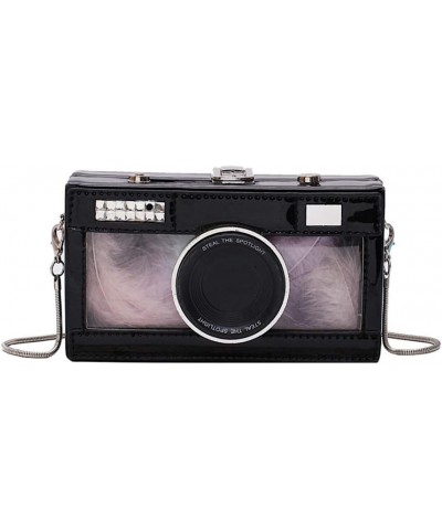 Rebecca Women Retro Radio Shape Crossbody Bag PU Leather Vintage Evening Clutch Purses Sequin Black $16.19 Handbags