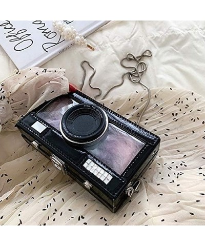 Rebecca Women Retro Radio Shape Crossbody Bag PU Leather Vintage Evening Clutch Purses Sequin Black $16.19 Handbags