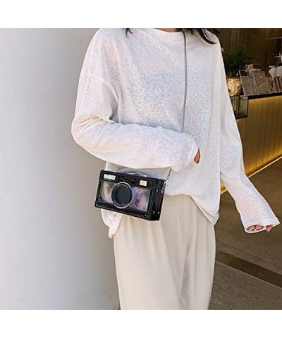 Rebecca Women Retro Radio Shape Crossbody Bag PU Leather Vintage Evening Clutch Purses Sequin Black $16.19 Handbags