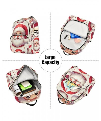 Retro Beach Sun Umbrellas Pattern Small Quilted Backpack for Women Womens Backpack Purses Quilted Travel Bag Cartoon Santa Cl...