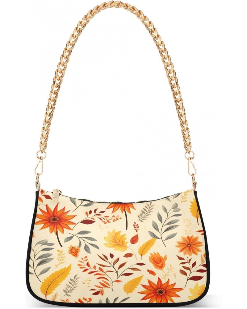 Small Tote Shoulder Bag Purses Retro Classic Crossbody Bags Orange Flower for Women $14.26 Shoulder Bags