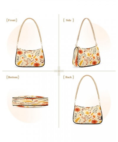 Small Tote Shoulder Bag Purses Retro Classic Crossbody Bags Orange Flower for Women $14.26 Shoulder Bags