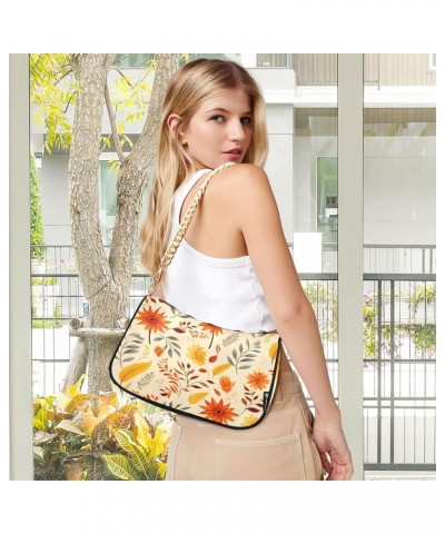 Small Tote Shoulder Bag Purses Retro Classic Crossbody Bags Orange Flower for Women $14.26 Shoulder Bags