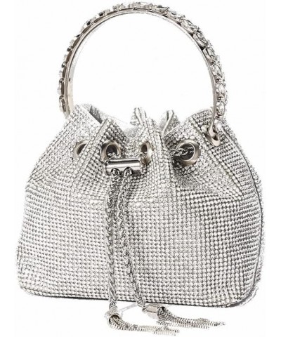 Women Full Diamonds Bucket Handbag Rhinestone Clutch Purse Evening Clutch for Women Party Prom Cocktail Wedding Sliver $15.29...