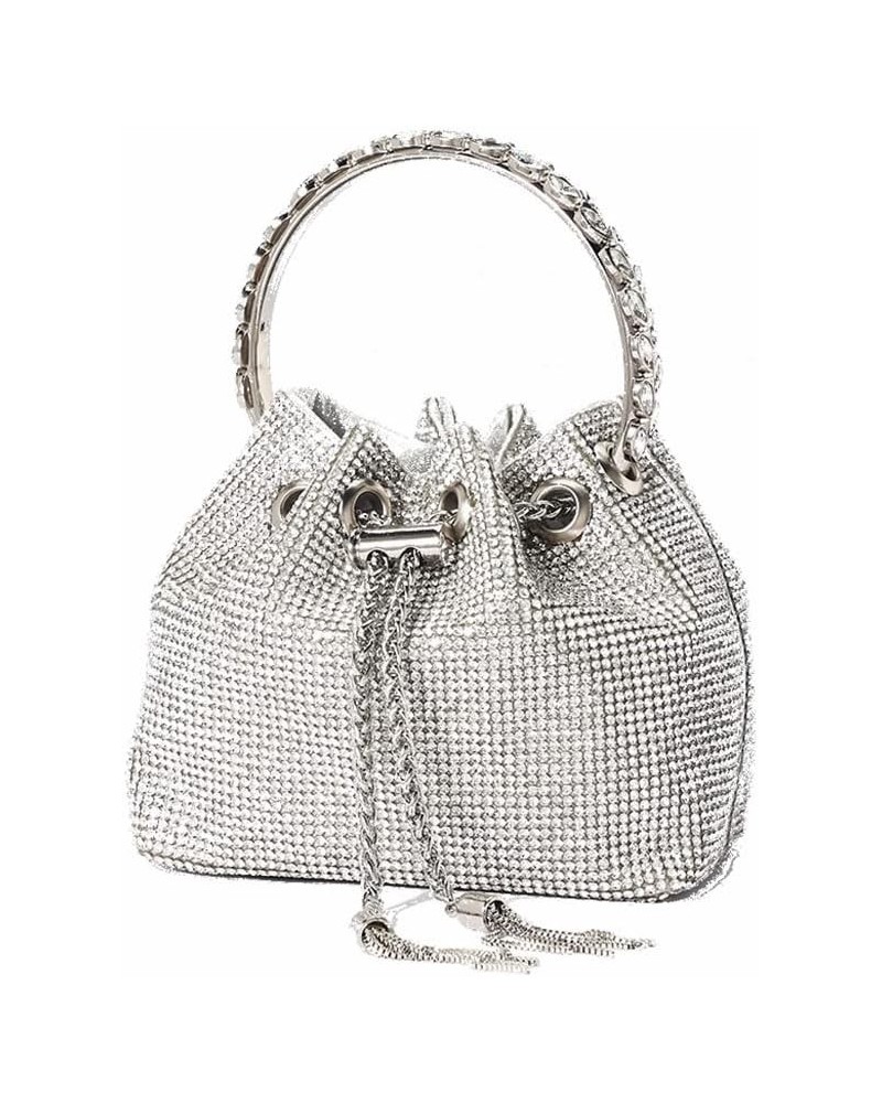 Women Full Diamonds Bucket Handbag Rhinestone Clutch Purse Evening Clutch for Women Party Prom Cocktail Wedding Sliver $15.29...