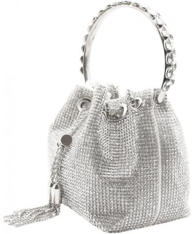 Women Full Diamonds Bucket Handbag Rhinestone Clutch Purse Evening Clutch for Women Party Prom Cocktail Wedding Sliver $15.29...