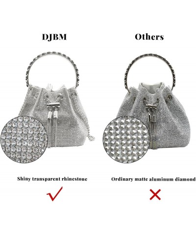 Women Full Diamonds Bucket Handbag Rhinestone Clutch Purse Evening Clutch for Women Party Prom Cocktail Wedding Sliver $15.29...