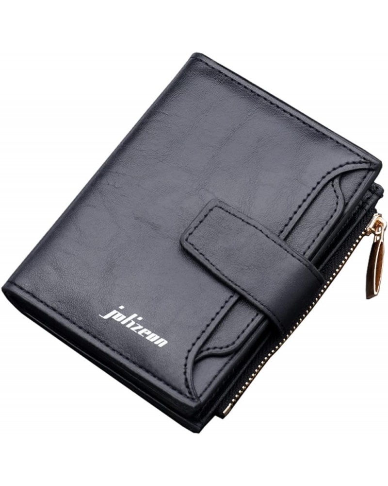 Fashion ID Short Wallet Solid Color Hasp Men Open Purse Multiple Card Slots Clutch Bag Canvas Wallet (Black, One Size) Black ...