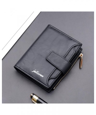 Fashion ID Short Wallet Solid Color Hasp Men Open Purse Multiple Card Slots Clutch Bag Canvas Wallet (Black, One Size) Black ...