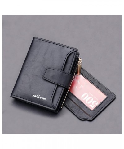 Fashion ID Short Wallet Solid Color Hasp Men Open Purse Multiple Card Slots Clutch Bag Canvas Wallet (Black, One Size) Black ...