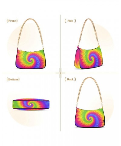 Rainbow Tie Dye Swirl Colorful Shoulder Bag Purse for Women Tote Handbag with Zipper Closure $13.33 Totes