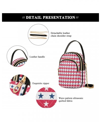 Chain Crossbody Bags for Women Star Stripes American Flag Quilted Shoulder Crossbody Handbags Travel Cross Body Cell Phone Pu...