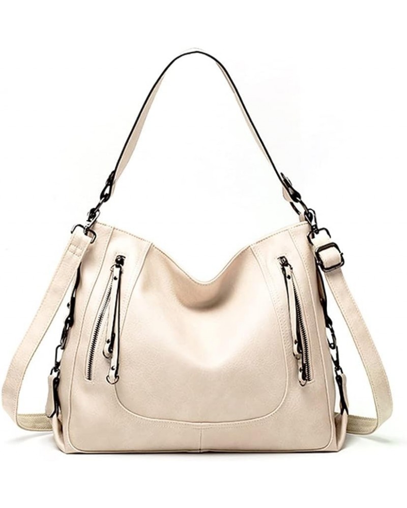 Women Handbag PU Leather Large Capacity Tote Bag Shoulder Messenger Zipper Handbag White $39.82 Totes