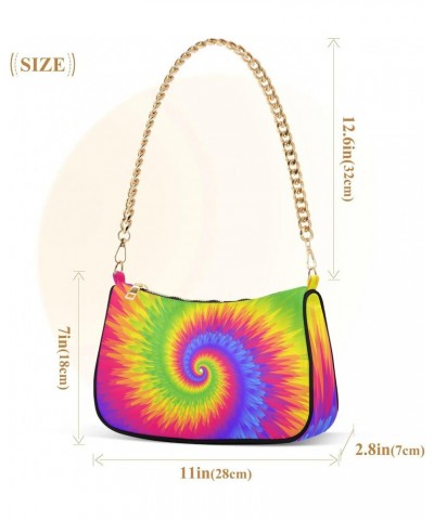 Rainbow Tie Dye Swirl Colorful Shoulder Bag Purse for Women Tote Handbag with Zipper Closure $13.33 Totes