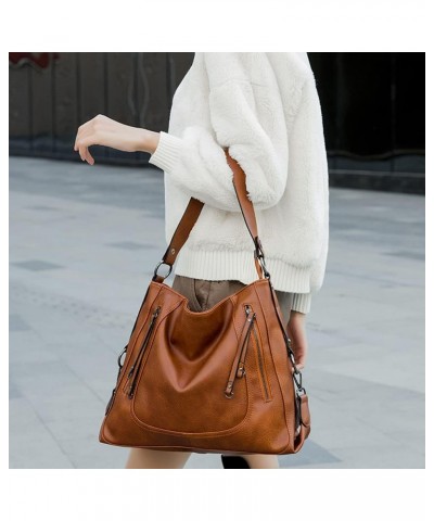 Women Handbag PU Leather Large Capacity Tote Bag Shoulder Messenger Zipper Handbag White $39.82 Totes