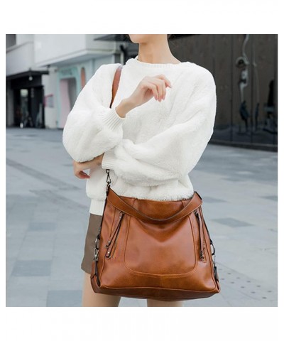 Women Handbag PU Leather Large Capacity Tote Bag Shoulder Messenger Zipper Handbag White $39.82 Totes