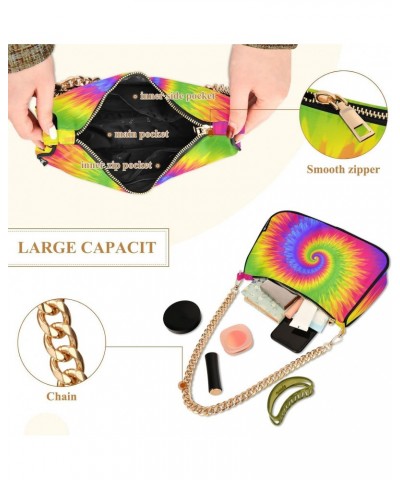 Rainbow Tie Dye Swirl Colorful Shoulder Bag Purse for Women Tote Handbag with Zipper Closure $13.33 Totes