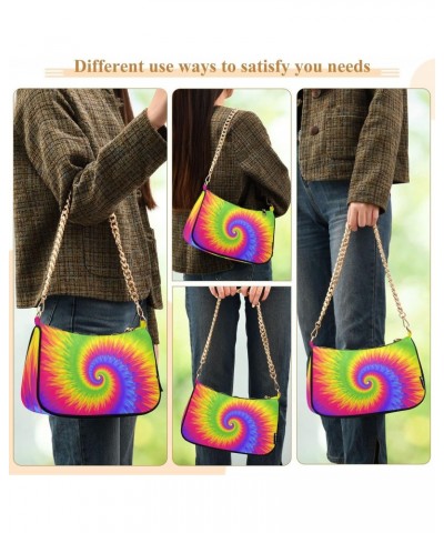 Rainbow Tie Dye Swirl Colorful Shoulder Bag Purse for Women Tote Handbag with Zipper Closure $13.33 Totes