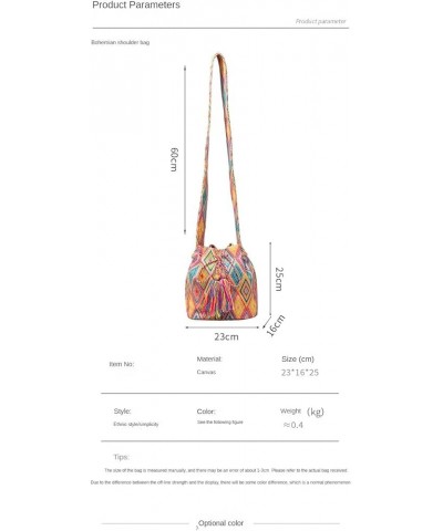 Bucket Bag Bohemian Ethnic Style Crossbody Bag Commuter Canvas Shoulder Bag for Women Green 2 $23.00 Totes