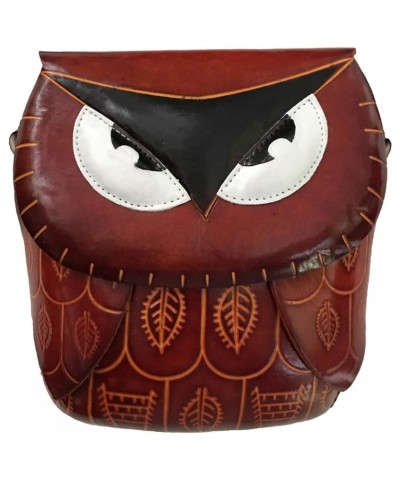 Genuine Leather Crossbody Bag, Lovely Owl Designs, a Unique Satchel. Brown $18.45 Crossbody Bags