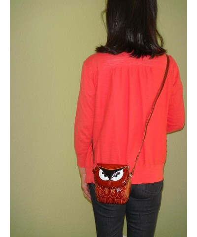 Genuine Leather Crossbody Bag, Lovely Owl Designs, a Unique Satchel. Brown $18.45 Crossbody Bags