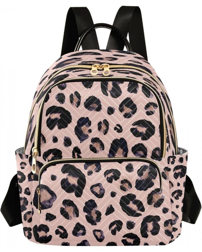 Pink Leopard Print Hipster Women Backpack Purse Ladies Fashion Shoulder Bag Daypack Travel Bag 7.5L Small $17.04 Backpacks