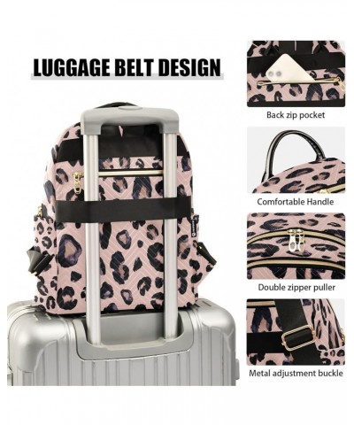 Pink Leopard Print Hipster Women Backpack Purse Ladies Fashion Shoulder Bag Daypack Travel Bag 7.5L Small $17.04 Backpacks