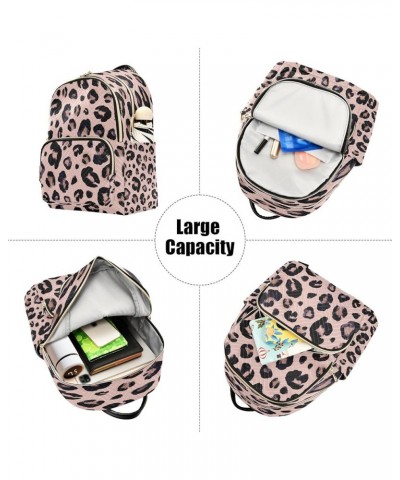 Pink Leopard Print Hipster Women Backpack Purse Ladies Fashion Shoulder Bag Daypack Travel Bag 7.5L Small $17.04 Backpacks