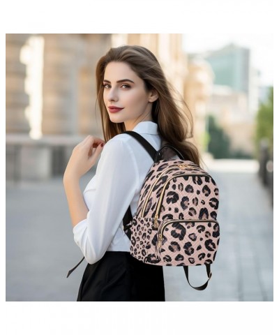 Pink Leopard Print Hipster Women Backpack Purse Ladies Fashion Shoulder Bag Daypack Travel Bag 7.5L Small $17.04 Backpacks