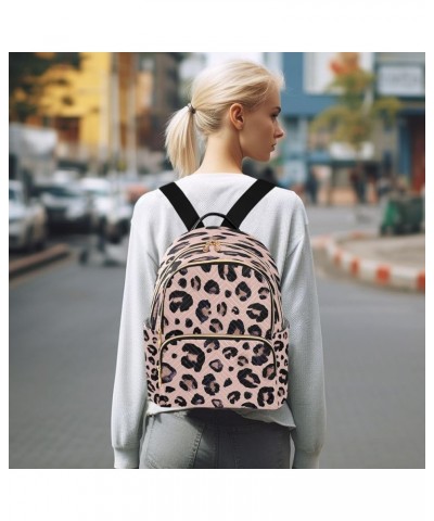 Pink Leopard Print Hipster Women Backpack Purse Ladies Fashion Shoulder Bag Daypack Travel Bag 7.5L Small $17.04 Backpacks